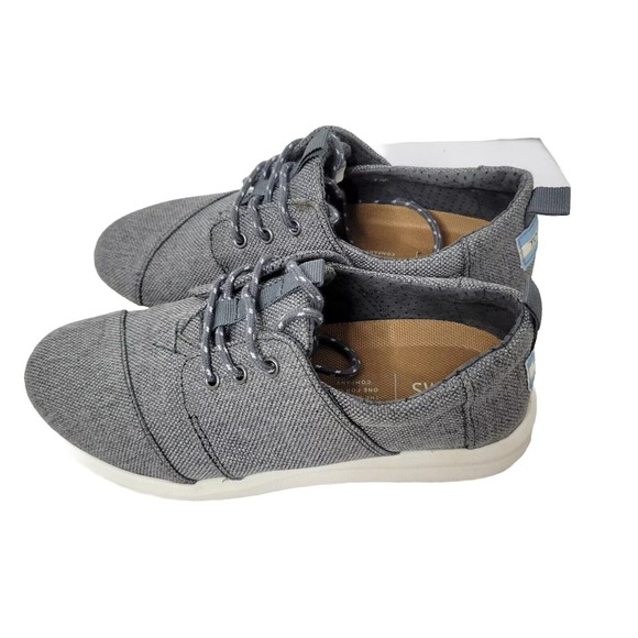 Toms Shoes - Toms Shoes Womens Sz 5.5 Del Rey Casual Comfort Low Sneakers Grey Fabric Lace Up